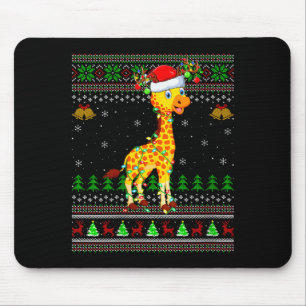 Womens Giraffe Ugly Christmas Sweaters Holiday San Mouse Pad