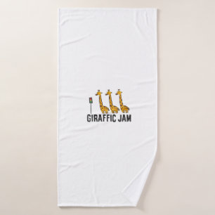 Womens Giraffic Jam Funny Giraffe Giraffe Pun Cute Bath Towel