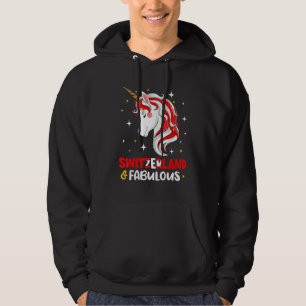 Womens Girl Swiss Switzerland Flag Unicorn Women Hoodie