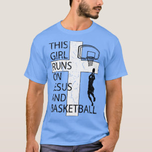 Womens Girls Basketball Christian Jesus and Basket T-Shirt