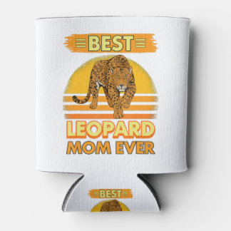 Womens Girls Best Leopard Mum Ever Mother Wildcat Can Cooler