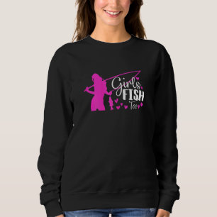 Womens Girls Fish Too Fisher Fishing Girls Pink St Sweatshirt