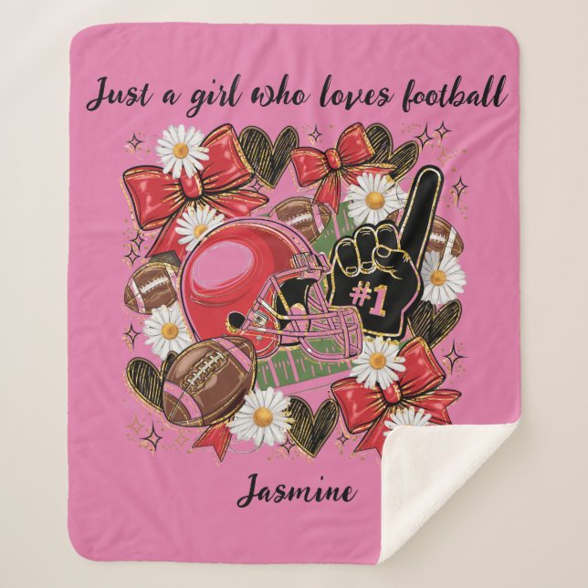 women's/girls football Sherpa Blanket (Front)