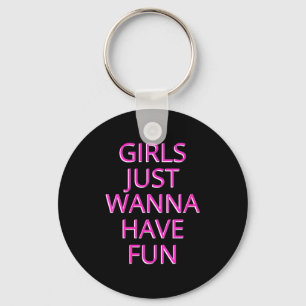 Womens Girls Just W Have Fun V-neck Key Ring