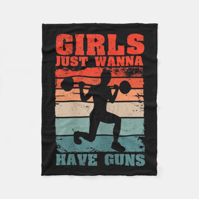 Womens Girls Just W Have Guns Funny Workout Girl G Fleece Blanket (Front)