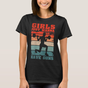 Womens Girls Just W Have Guns Funny Workout Girl G T-Shirt