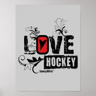 Women's Girls Love Hockey Swirl Poster
