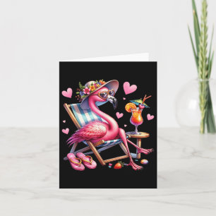 Womens Girls Pink Flamingo Beach Palm Tree Cute Fl Card
