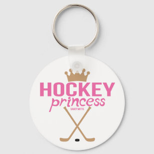 Women's Girls Pink Hockey Princess Sticks Key Ring