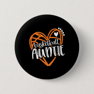 Womens Girls Sketll Auntie Heart Distressed 6 Cm Round Badge