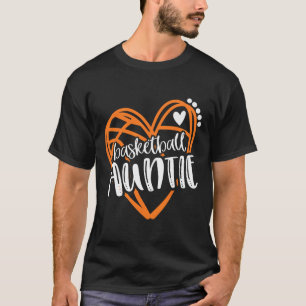 Womens Girls Sketll Auntie Heart Distressed  T-Shirt