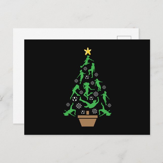 Women's Girls Soccer Christmas Tree Postcard (Front/Back)