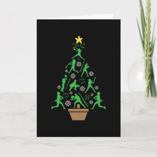 Women's Girls Softball Christmas Tree Card