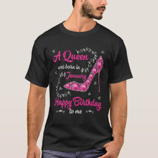 Womens Girls Teenager Born In January Happy Birthd T-Shirt