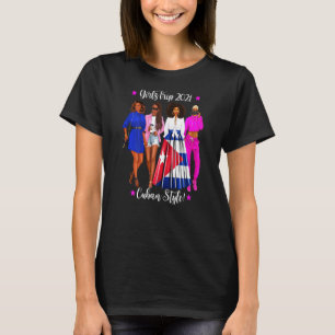 Womens Girls Trip Cuban Style Vacation Black Woman T-Shirt