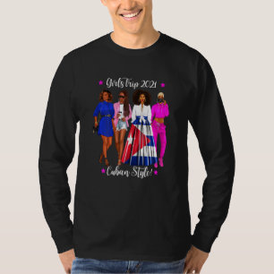 Womens Girls Trip Cuban Style Vacation Black Woman T-Shirt