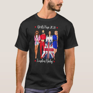 Womens Girls Trip London Vacation Cute Woman Hen D T-Shirt