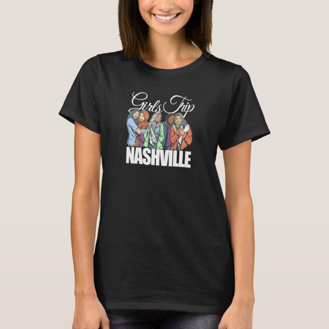 Womens Girls Trip Nashville  Melanin Bestie & Best T-Shirt (Front)