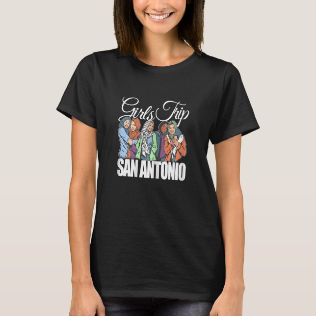 Womens Girls Trip San Antonio   Melanin Bestie & B T-Shirt (Front)