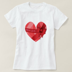 Womens Girls Valentine's T-Shirt Red Heart Love