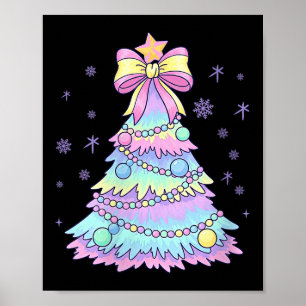 Womens Girly Christmas Tree Coquette Bow Jolly Xma Poster