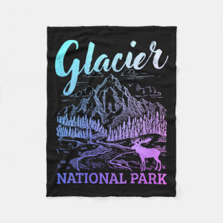 Womens Glacier National Park Montana Vintage Pnw Fleece Blanket