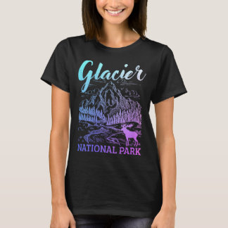 Womens Glacier National Park Montana Vintage Pnw T-Shirt