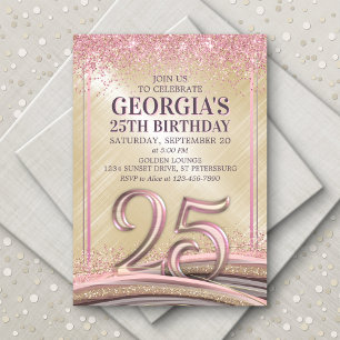 Womens Glam 25th Birthday Invitation