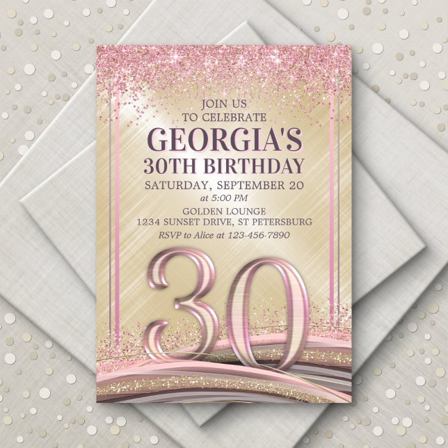 Womens Glam 30th Birthday Invitation (Creator Uploaded)