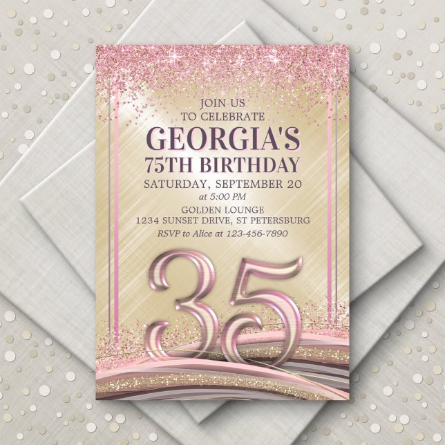 Womens Glam 35th Birthday Invitation (Creator Uploaded)