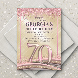 Womens Glam 70th Birthday Invitation