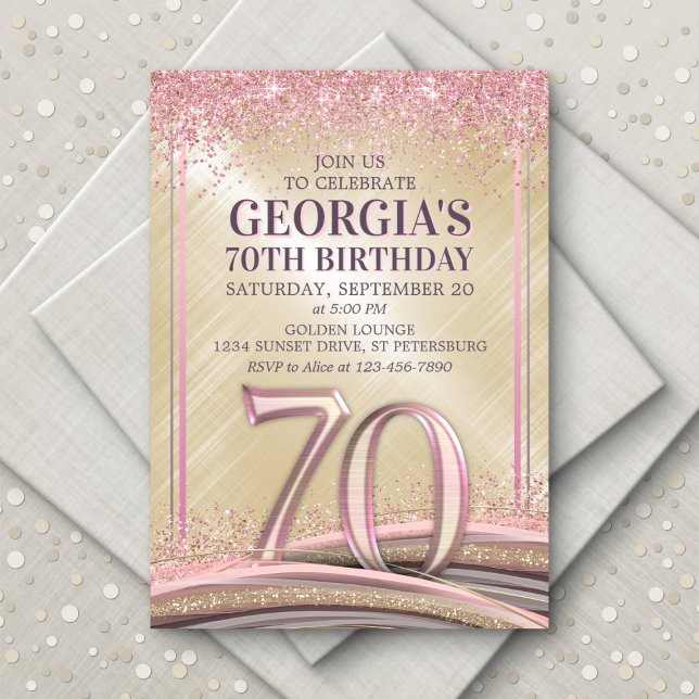 Womens Glam 70th Birthday Invitation (Creator Uploaded)