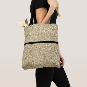 Women's Glitter Tote Bag With Black Stripe