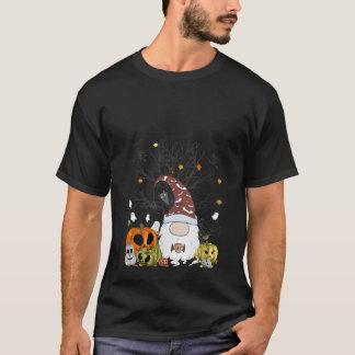 Womens Gnome Pumpkin Monsters Bat Ghost Tree Coffe T-Shirt