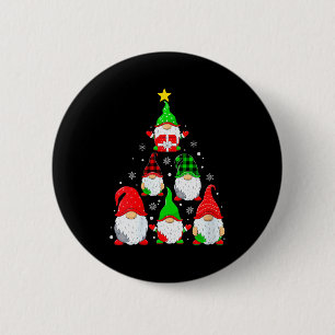 Womens Gnomes Christmas Tree Pajamas Funny Gnome H 6 Cm Round Badge