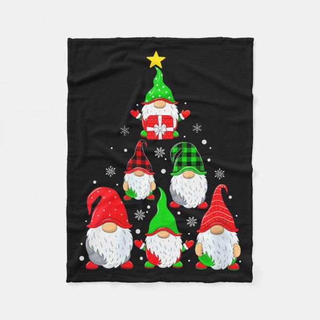 Womens Gnomes Christmas Tree Pajamas Funny Gnome H Fleece Blanket (Front)