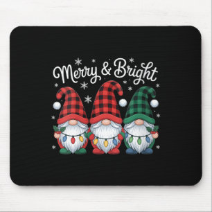 Womens Gnomes Merry And Bright Christmas Lights Bu Mouse Pad
