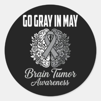 Womens Go Grey In May Brain Tumour Awareness Brain Classic Round Sticker