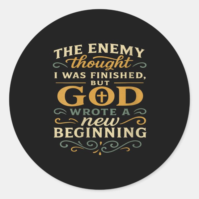 Womens God Wrote A New Beginning Faith Based Insra Classic Round Sticker (Front)