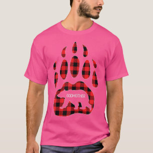 Womens Godmother Bear Red Plaid Buffalo Godmother T-Shirt