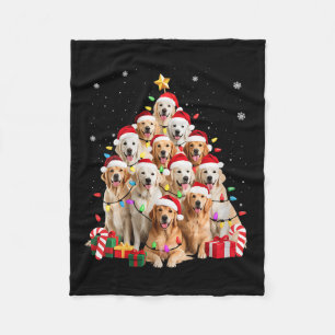 Womens Golden Retriever Christmas Tree Ornament De Fleece Blanket
