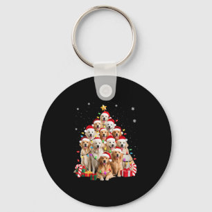 Womens Golden Retriever Christmas Tree Ornament De Key Ring