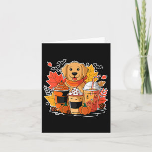 Womens Golden Retriever Pumpkin Spice Coffee Latte Card