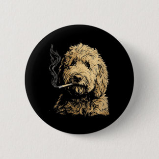 Womens Goldendoodle Smoking Cigarette Funny 6 Cm Round Badge
