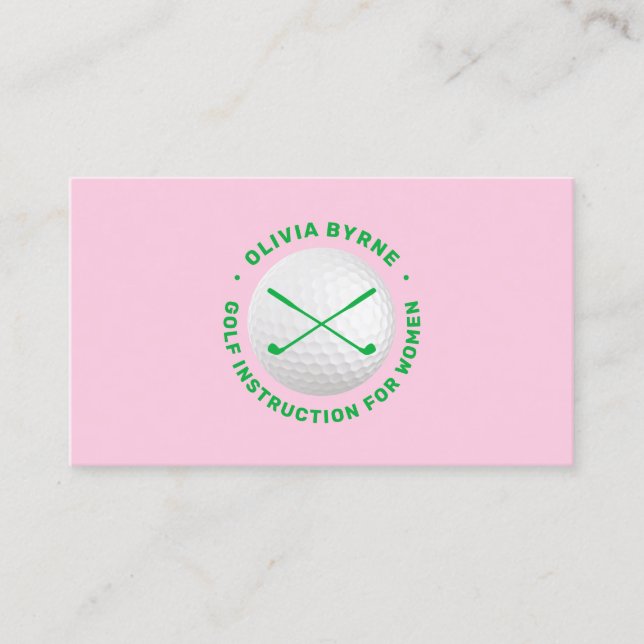 Women's Golf Instructor Crossed Clubs  Business Card (Front)