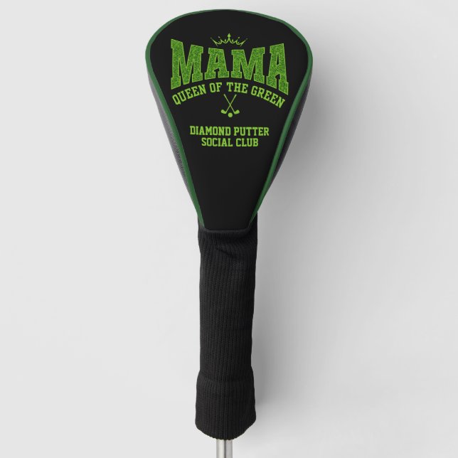 Women's Golf MAMA QUEEN OF THE GREEN Custom Golf Head Cover (Front)
