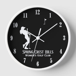 Women's Golf Two Lines Personal Black Clock