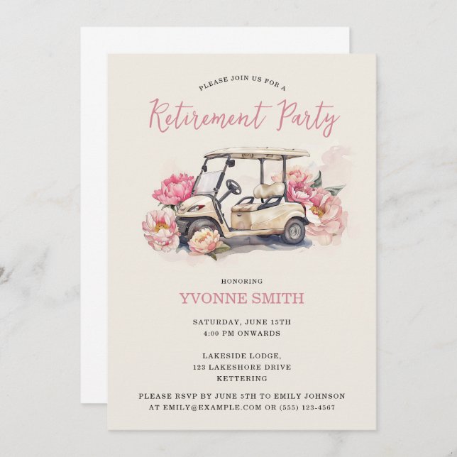 Women's Golfing Retirement Party Invitation (Front/Back)