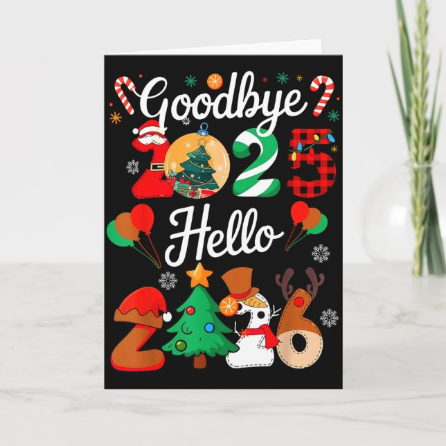 Womens Goodbye 2025 Hello 2026 Christmas Matching  Card (Front)