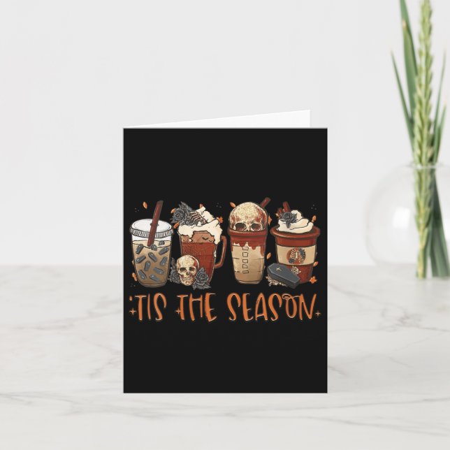 Womens Goth Coffee Pumpkin Spice Latte Autumn Fall Card (Front)